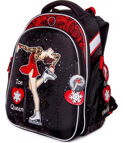Школьный ранец Hummingbird Teens T115(Bl) Ice Queen Black Фигурное катание- фото №1