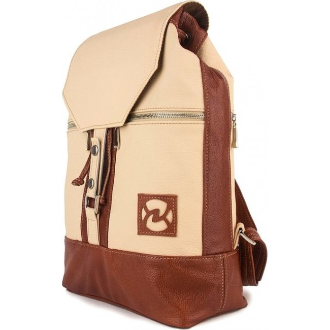 Рюкзак из кожи Sofitone RM 002 A5-B5 Молочный-Светло-рыжий - фото №2