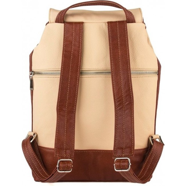 Рюкзак из кожи Sofitone RM 002 A5-B5 Молочный-Светло-рыжий - фото №3