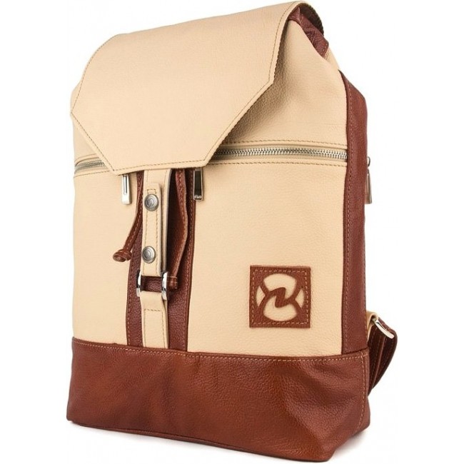 Рюкзак из кожи Sofitone RM 002 A5-B5 Молочный-Светло-рыжий - фото №4