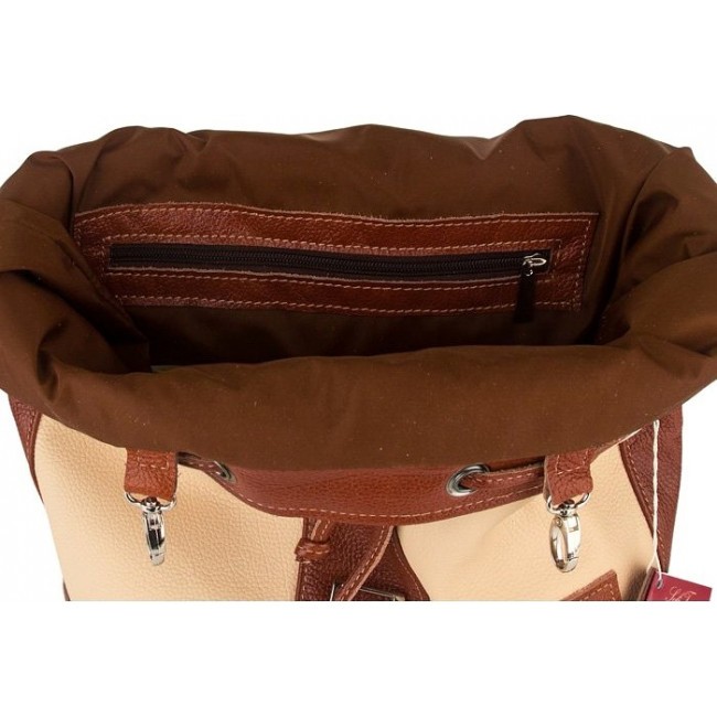 Рюкзак из кожи Sofitone RM 002 A5-B5 Молочный-Светло-рыжий - фото №5