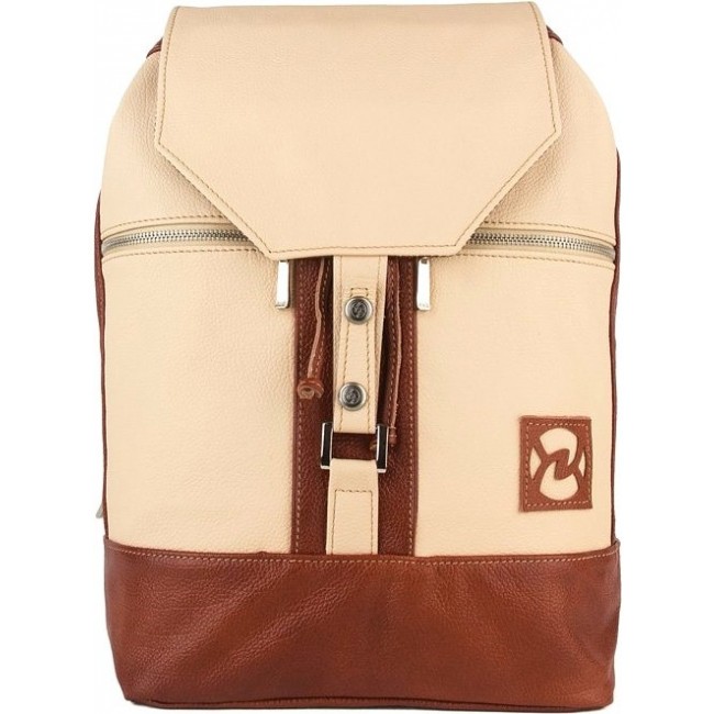 Рюкзак из кожи Sofitone RM 002 A5-B5 Молочный-Светло-рыжий - фото №1