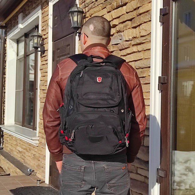 Мужской рюкзак с карманами Polar 3034 Черный - фото №5