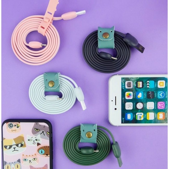 Зарядка Kawaii Factory Кабель для зарядки micro usb ios в коробке с котом Розовый - фото №2