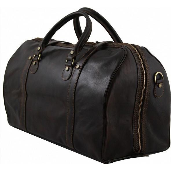Дорожная кожаная сумка Tuscany Leather Berlino TL1013 Темно-коричневый - фото №3