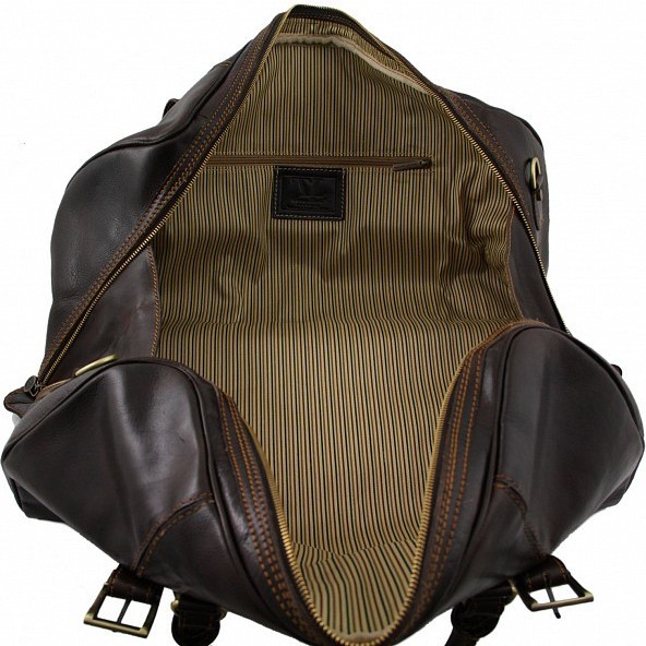 Дорожная кожаная сумка Tuscany Leather Berlino TL1013 Темно-коричневый - фото №4