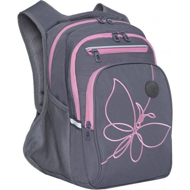 Школьный рюкзак Grizzly RG-161-2 серый-розовый - фото №2
