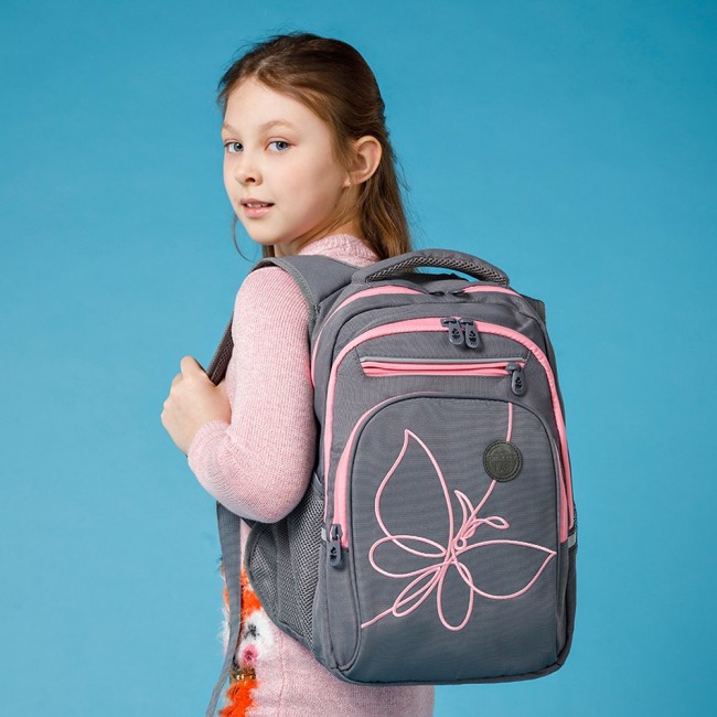 Школьный рюкзак Grizzly RG-161-2 серый-розовый - фото №18