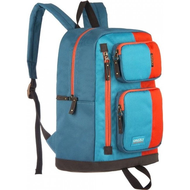 Рюкзак Grizzly RU-619-1 Оранжевый - голубой - синий - фото №3