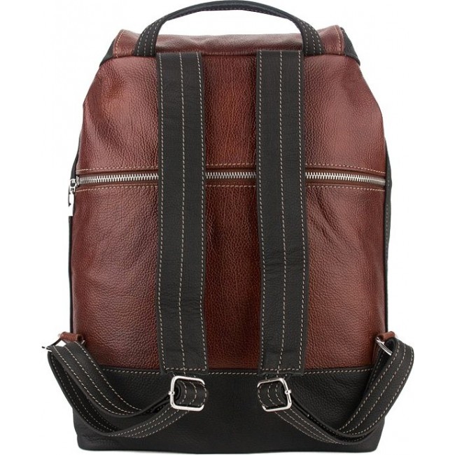 Кожаный городской рюкзак Sofitone RM 002 B6-D4 Темно-рыжий-Черный - фото №4