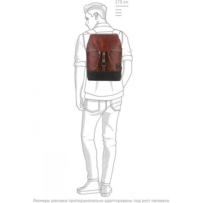 Кожаный городской рюкзак Sofitone RM 002 B6-D4 Темно-рыжий-Черный - фото №6