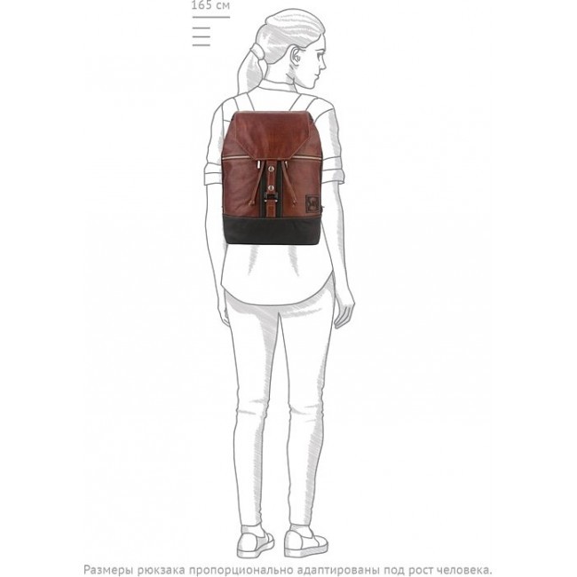 Кожаный городской рюкзак Sofitone RM 002 B6-D4 Темно-рыжий-Черный - фото №7