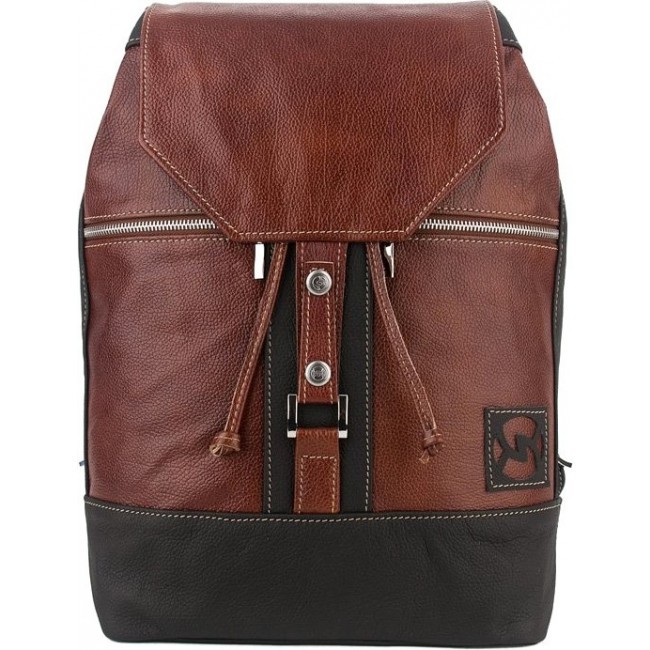 Кожаный городской рюкзак Sofitone RM 002 B6-D4 Темно-рыжий-Черный - фото №1