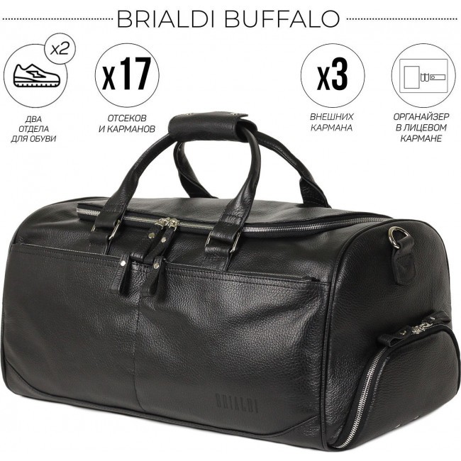 Дорожно-спортивная сумка Brialdi Buffalo Relief black Черный - фото №2