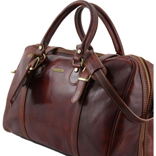 Дорожная кожаная сумка Tuscany Leather Berlino TL1014 Темно-коричневый - фото №2