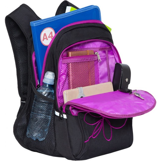 Школьный рюкзак Grizzly RG-161-2 черный-сиреневый - фото №5