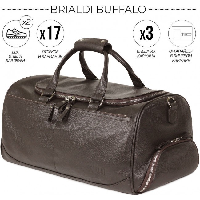 Дорожно-спортивная сумка Brialdi Buffalo Relief brown Коричневый - фото №2