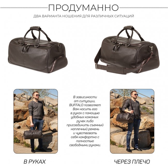 Дорожно-спортивная сумка Brialdi Buffalo Relief brown Коричневый - фото №17