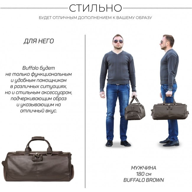 Дорожно-спортивная сумка Brialdi Buffalo Relief brown Коричневый - фото №19