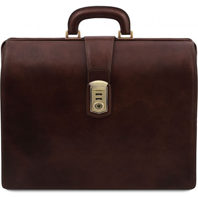 Кожаный портфель-саквояж Tuscany Leather Canova TL141826 Темно-коричневый - фото №1
