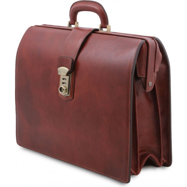 Кожаный портфель-саквояж Tuscany Leather Canova TL141826 Темно-коричневый - фото №3