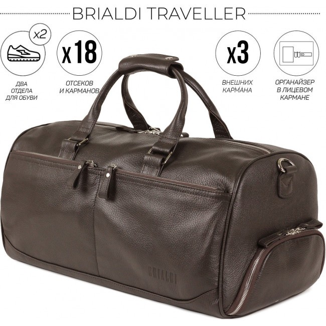 Дорожная сумка Brialdi Traveller Relief brown Коричневый - фото №2