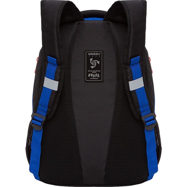 Рюкзак школьный Grizzly RB-154-2 черный-синий - фото №3