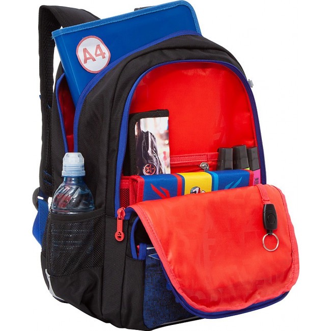 Рюкзак школьный Grizzly RB-154-2 черный-синий - фото №4