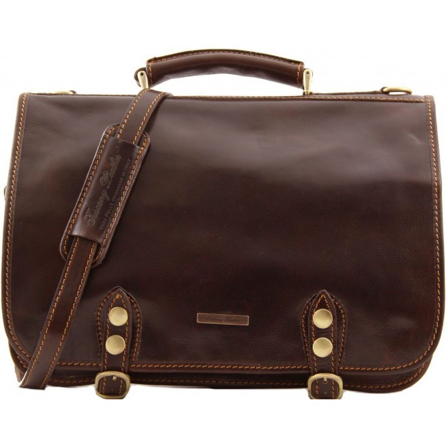 Кожаная сумка мессенджер Tuscany Leather Capri TL10068 Темно-коричневый - фото №1