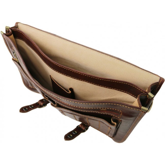 Кожаная сумка мессенджер Tuscany Leather Capri TL10068 Темно-коричневый - фото №6