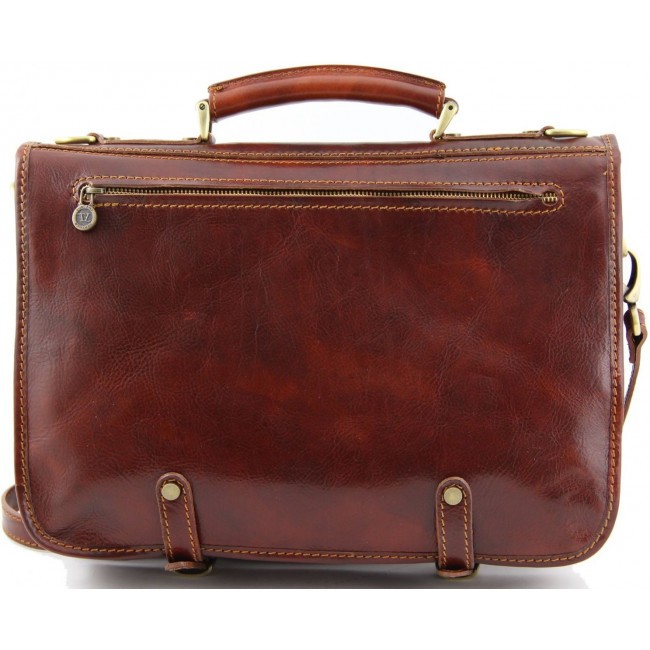Кожаная сумка мессенджер Tuscany Leather Capri TL10068 Темно-коричневый - фото №3