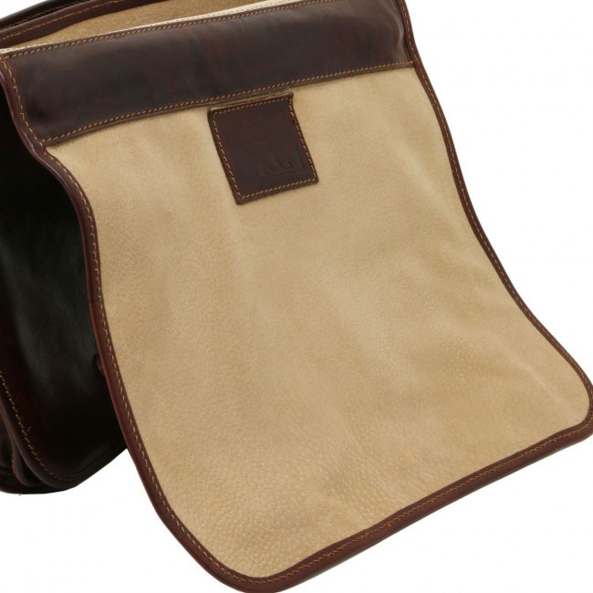 Кожаная сумка мессенджер Tuscany Leather Capri TL10068 Темно-коричневый - фото №7