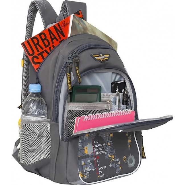 Школьный рюкзак для мальчика Grizzly RB-732-1 Серый - фото №4