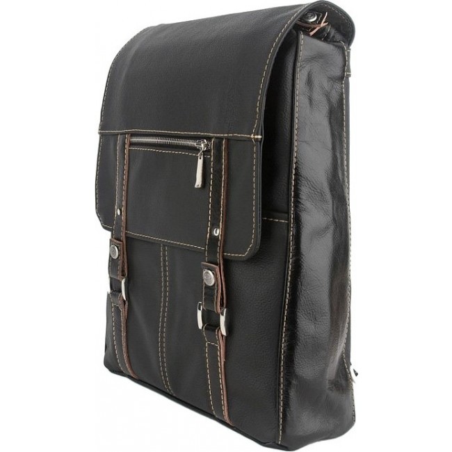 Кожаный рюкзак мужской Sofitone RM 004 D4-D5 Черный-Черный лак - фото №2