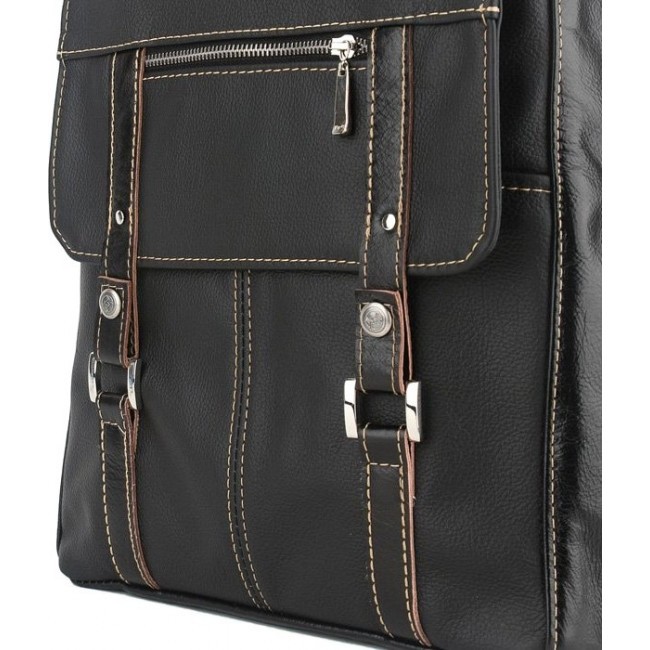 Кожаный рюкзак мужской Sofitone RM 004 D4-D5 Черный-Черный лак - фото №3