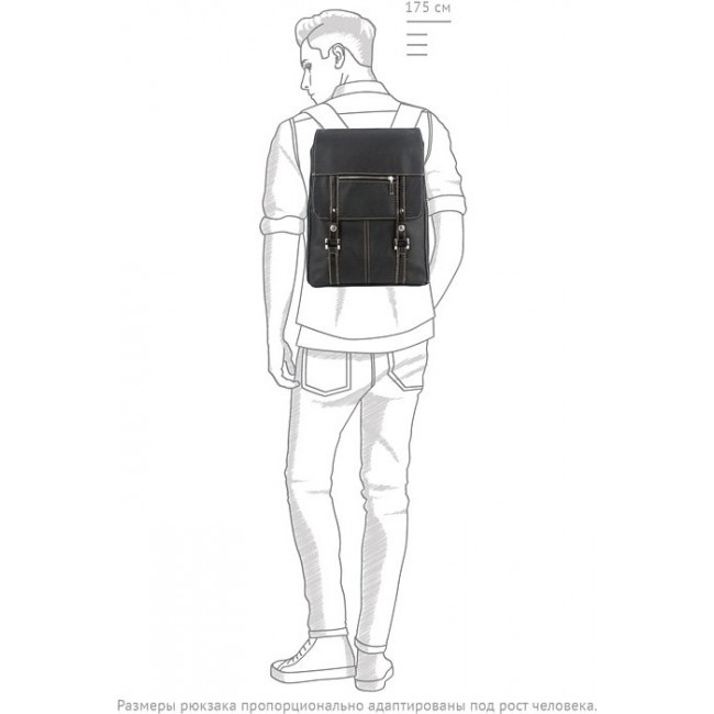 Кожаный рюкзак мужской Sofitone RM 004 D4-D5 Черный-Черный лак - фото №6