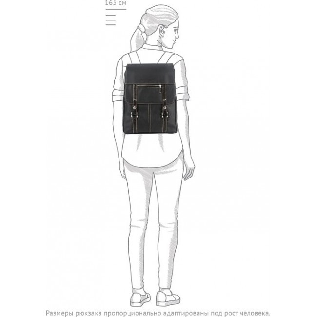 Кожаный рюкзак мужской Sofitone RM 004 D4-D5 Черный-Черный лак - фото №7