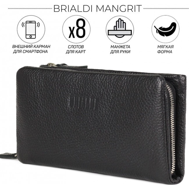 Клатч Sale Brialdi Mangrit Relief black Черный - фото №2