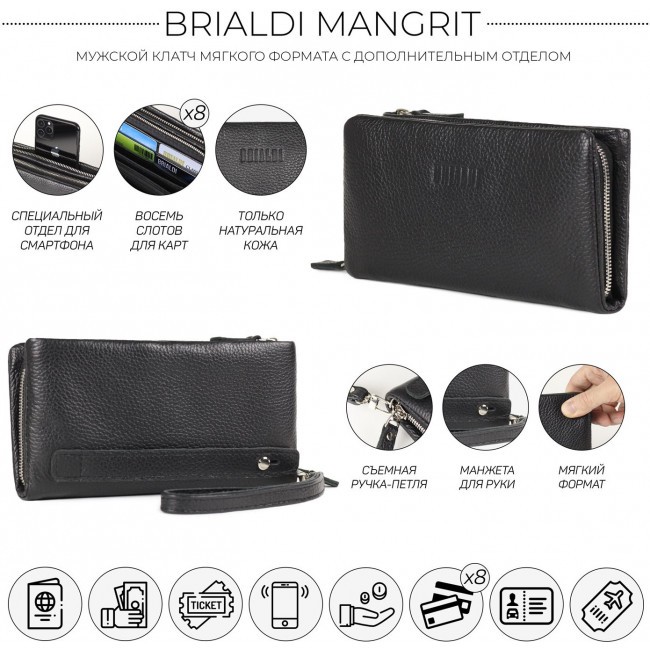 Клатч Sale Brialdi Mangrit Relief black Черный - фото №4