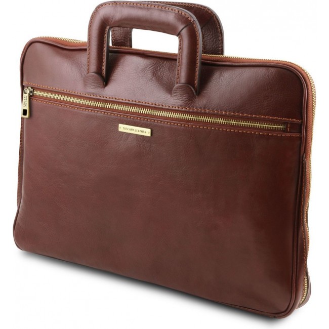 Кожаный портфель для документов Tuscany Leather Caserta TL141324 Темно-коричневый - фото №2