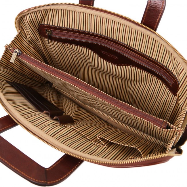 Кожаный портфель для документов Tuscany Leather Caserta TL141324 Темно-коричневый - фото №7