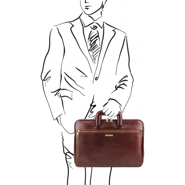 Кожаный портфель для документов Tuscany Leather Caserta TL141324 Темно-коричневый - фото №5