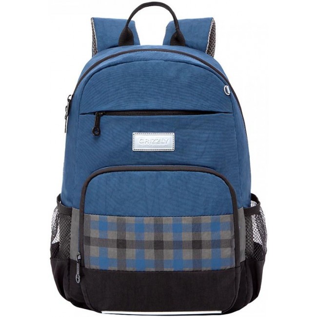 Школьный рюкзак Grizzly RB-155-1 синий-черный - фото №1