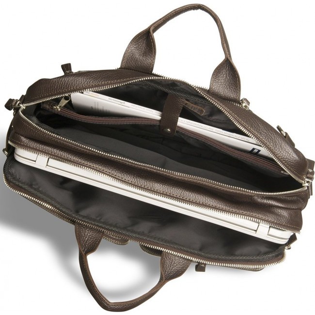 Мужская кожаная сумка Brialdi Norman Relief Коричневый - фото №8