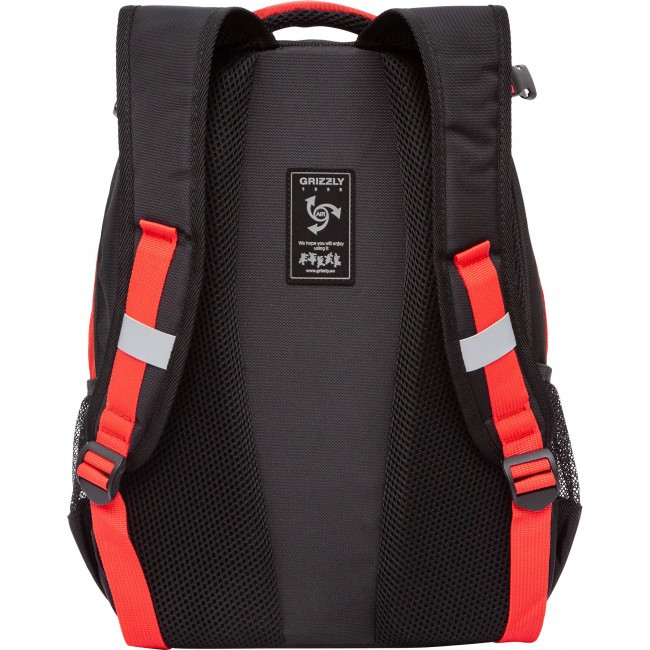 Рюкзак школьный с мешком Grizzly RB-258-1 черный-красный - фото №4