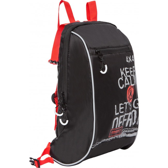 Рюкзак школьный с мешком Grizzly RB-258-1 черный-красный - фото №7