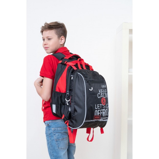 Рюкзак школьный с мешком Grizzly RB-258-1 черный-красный - фото №19