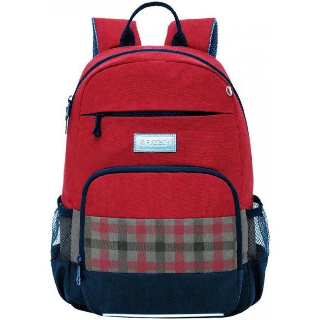 Школьный рюкзак Grizzly RB-155-1 красный-синий - фото №2