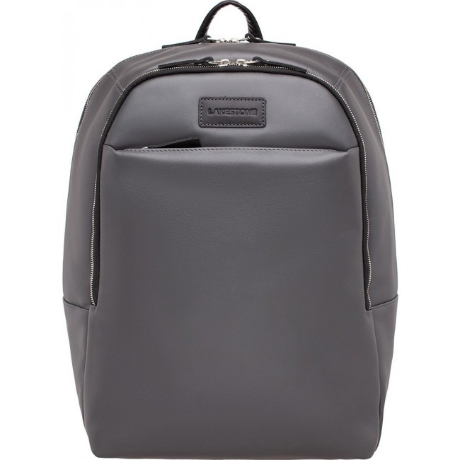 Кожаный рюкзак для ноутбука Lakestone Faber Grey/Black Серый/Черный - фото №1