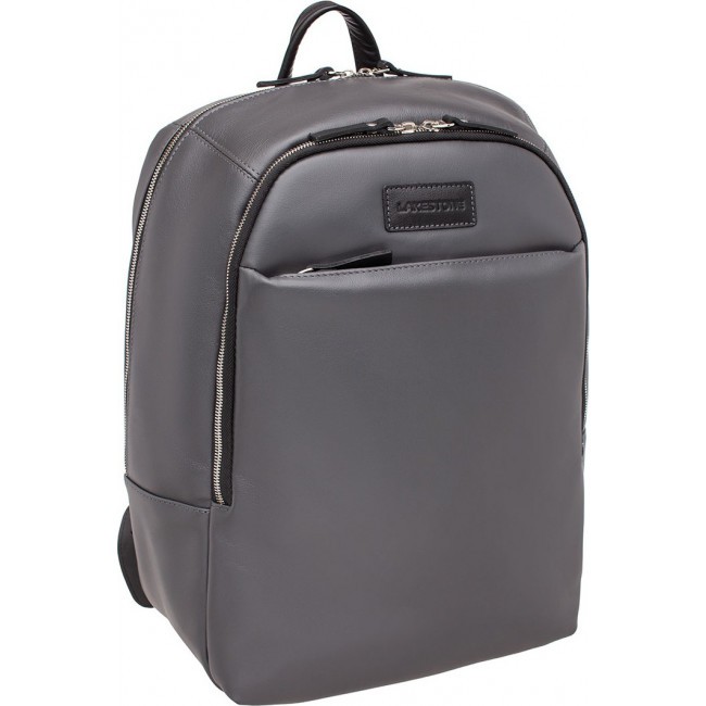 Кожаный рюкзак для ноутбука Lakestone Faber Grey/Black Серый/Черный - фото №2
